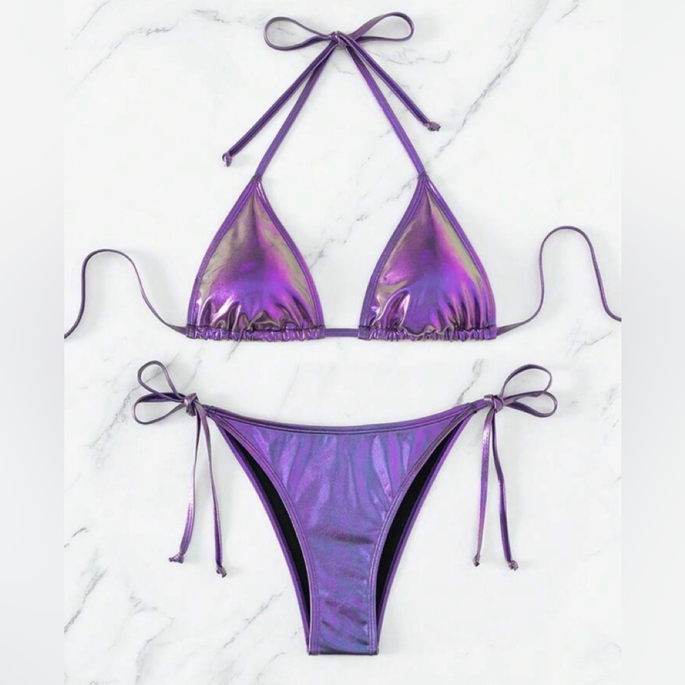 SHEIN Metallic Purple Bikini Set